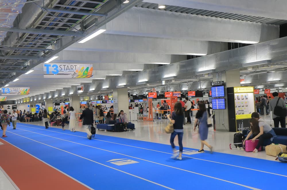 Busy airport terminal in Japan
