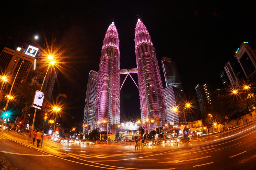 Petronas Twin Towers illuminated at night