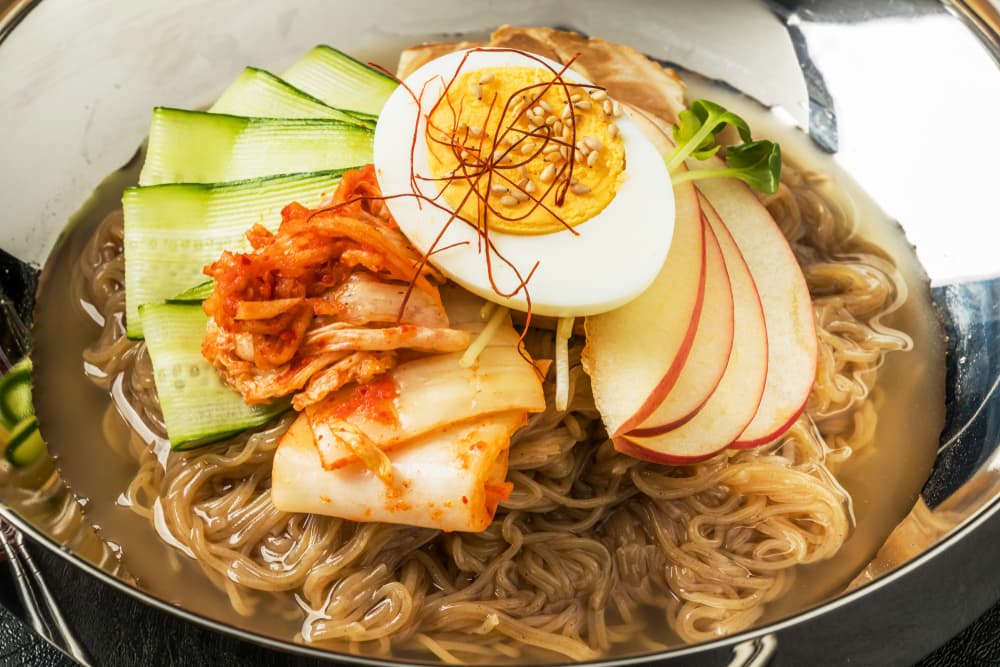 typical Korean and North Korean cold noodles