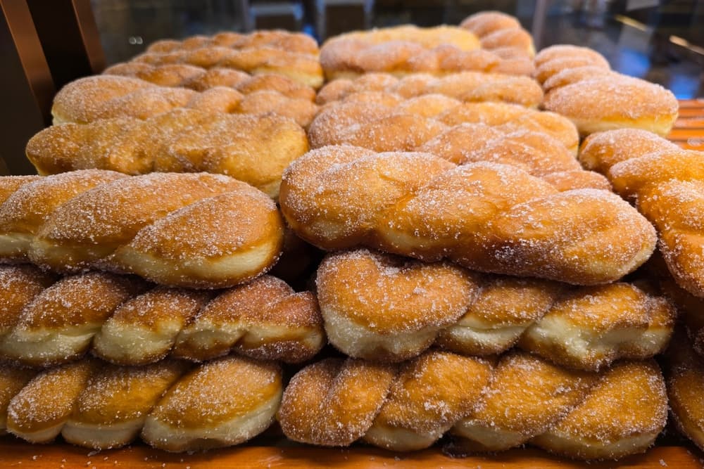 Freshly Made Sugar-Coated Twisted Donuts Kkwabaegi