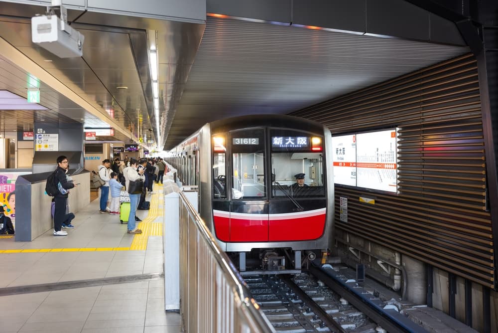 Platform view of Osaka Metro station