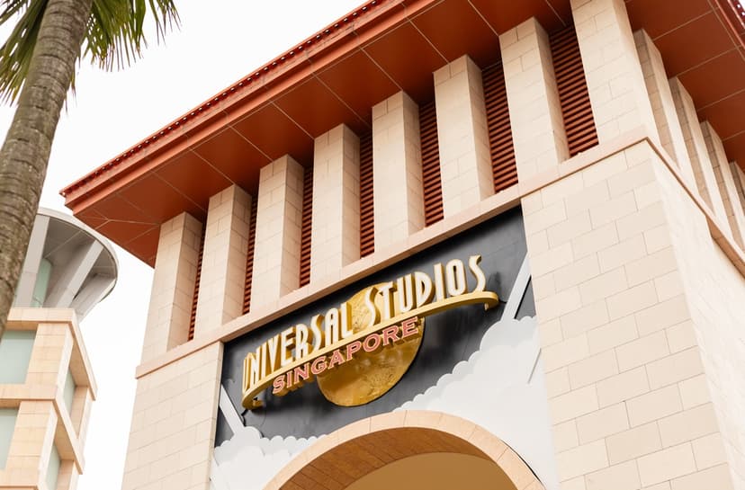 the entrance of Universal Studios in Singapore